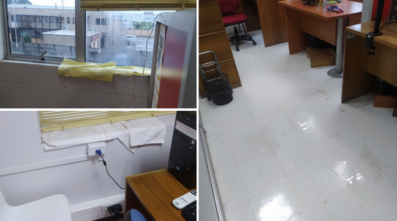 IT Talcahuano amanece con filtraciones y pozas de agua en oficinas