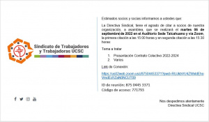 Invitación asamblea 06 de septiembre 2022