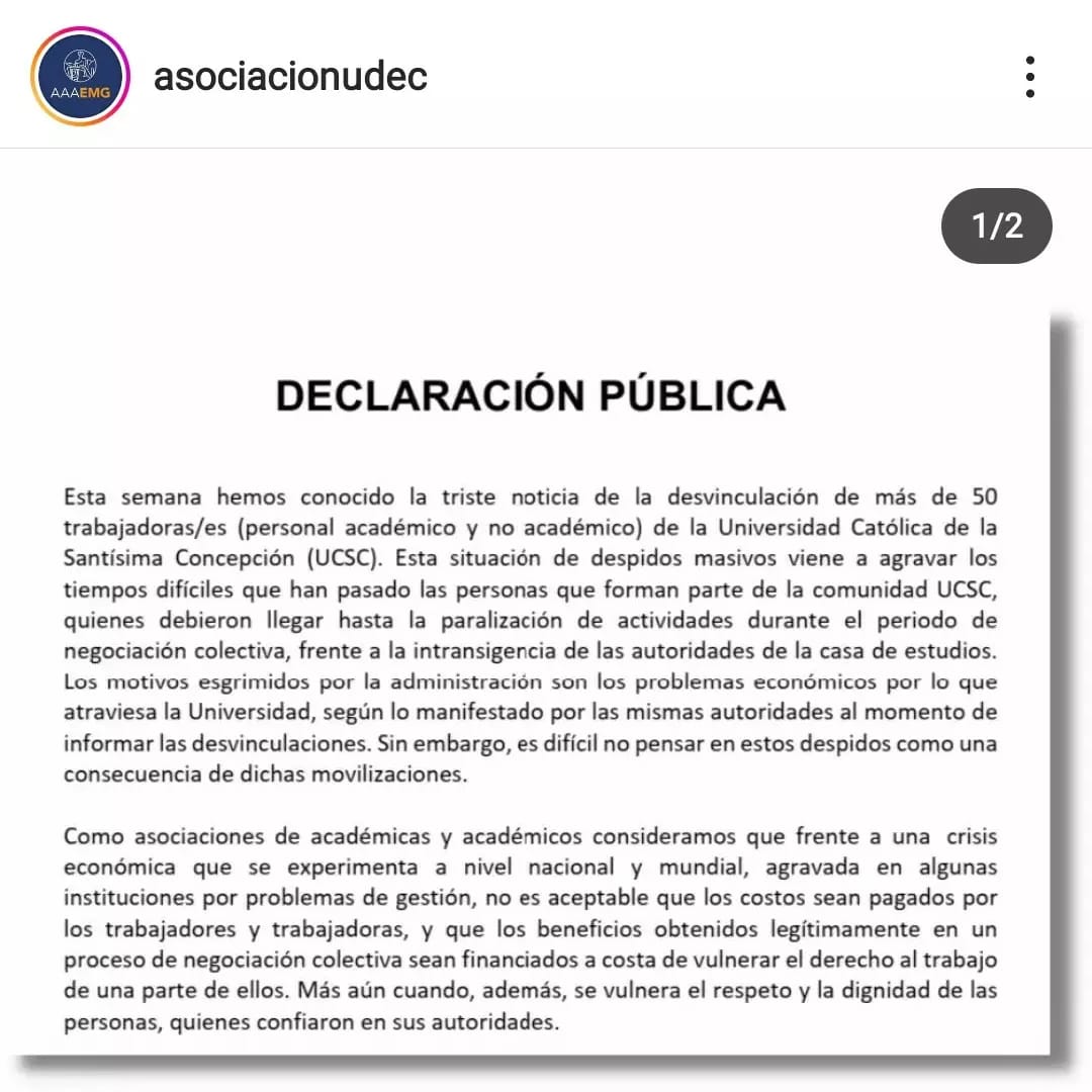 Declaración Pública Sociedad de Académicos y Académicas UDEC y UBB