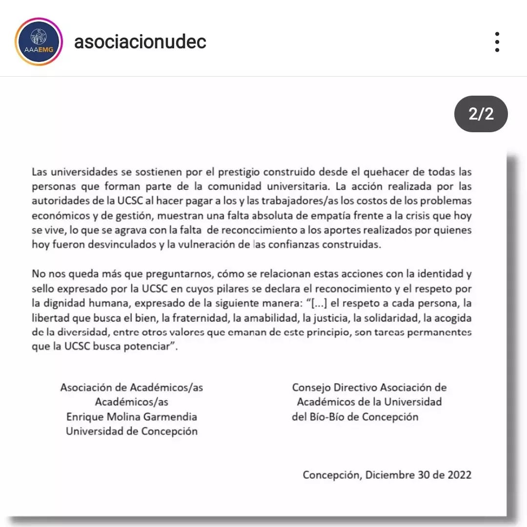 Declaración Pública Sociedad de Académicos y Académicas UDEC y UBB
