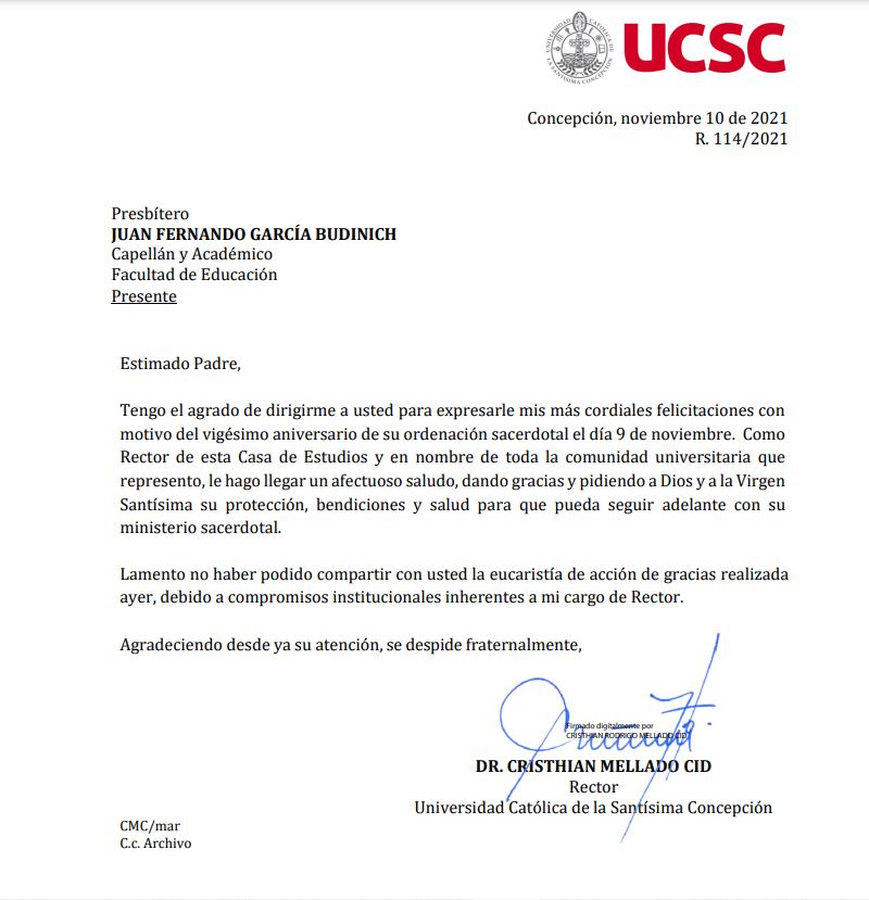 Carta de felicitaciones